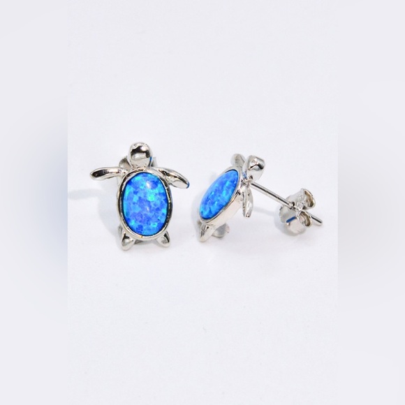 Opal Turtle Stud Earrings - Picture 4 of 5